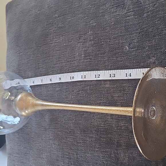 Florentine Collection Set of 3 Tulip Hurricane Candle Holders Frosted Brass - Picture 4 of 10